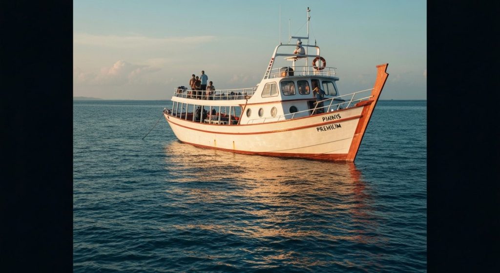 labuan bajo boat phinisi investment — Photorealistic editorial travel photograph relevant to: The independent, plain-lan
